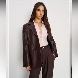 Reformation Veda Leon Merlot Leather Blazer